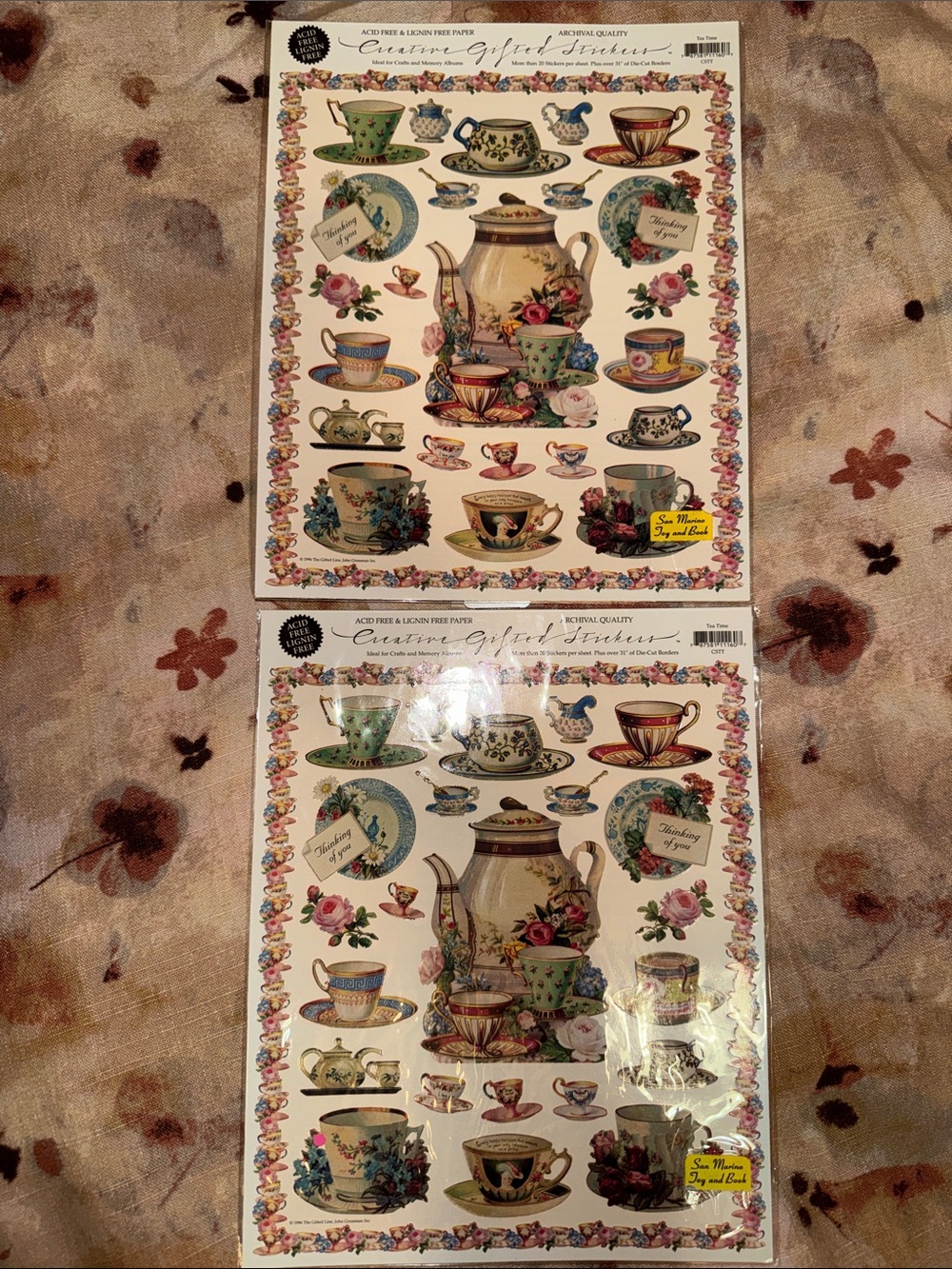 The Gifted Line John Grossman Tea Time/Teacups TeaPot 8x10 Sticker Sheets Bundle